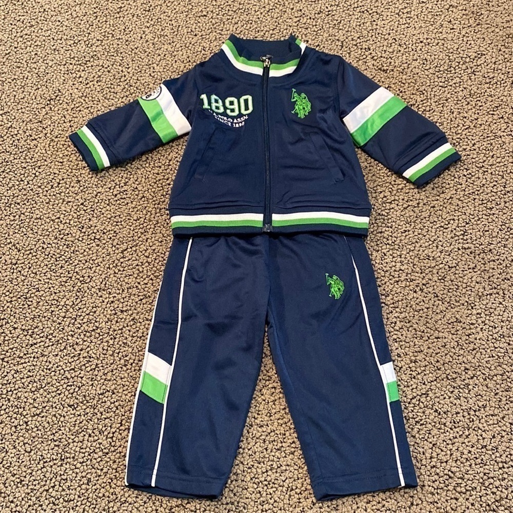 US Polo Assoc. Matching Track Suit Size 12 Months in Like New Condition